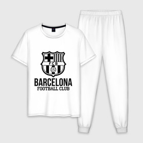 Мужская пижама хлопок с принтом Barcelona FC в Екатеринбурге, 100% хлопок | брюки и футболка прямого кроя, без карманов, на брюках мягкая резинка на поясе и по низу штанин
 | barcelona | fc | fc barcelona | footbal club | барселона | лого | логотип | спорт | футбол | футбольный клуб