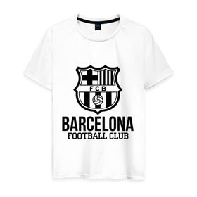 Мужская футболка хлопок с принтом Barcelona FC в Екатеринбурге, 100% хлопок | прямой крой, круглый вырез горловины, длина до линии бедер, слегка спущенное плечо. | barcelona | fc | fc barcelona | footbal club | барселона | лого | логотип | спорт | футбол | футбольный клуб