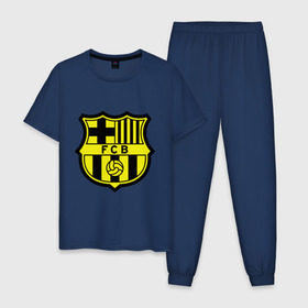 Мужская пижама хлопок с принтом Barcelona logo в Екатеринбурге, 100% хлопок | брюки и футболка прямого кроя, без карманов, на брюках мягкая резинка на поясе и по низу штанин
 | barcelona | fc | fc barcelona | footbal club | барселона | лого | логотип | спорт | футбол | футбольный клуб