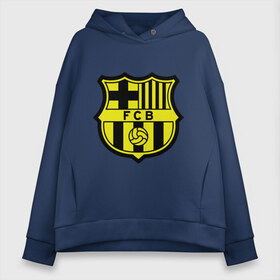Женское худи Oversize хлопок с принтом Barcelona logo в Екатеринбурге, френч-терри — 70% хлопок, 30% полиэстер. Мягкий теплый начес внутри —100% хлопок | боковые карманы, эластичные манжеты и нижняя кромка, капюшон на магнитной кнопке | barcelona | fc | fc barcelona | footbal club | барселона | лого | логотип | спорт | футбол | футбольный клуб