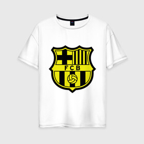Женская футболка хлопок Oversize с принтом Barcelona logo в Екатеринбурге, 100% хлопок | свободный крой, круглый ворот, спущенный рукав, длина до линии бедер
 | barcelona | fc | fc barcelona | footbal club | барселона | лого | логотип | спорт | футбол | футбольный клуб