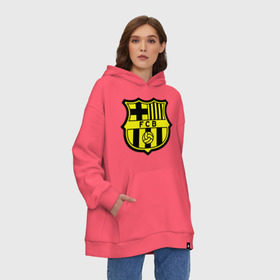 Худи SuperOversize хлопок с принтом Barcelona logo в Екатеринбурге, 70% хлопок, 30% полиэстер, мягкий начес внутри | карман-кенгуру, эластичная резинка на манжетах и по нижней кромке, двухслойный капюшон
 | barcelona | fc | fc barcelona | footbal club | барселона | лого | логотип | спорт | футбол | футбольный клуб