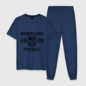 Мужская пижама хлопок с принтом Barcelona 1899 в Екатеринбурге, 100% хлопок | брюки и футболка прямого кроя, без карманов, на брюках мягкая резинка на поясе и по низу штанин
 | barcelona | fc | fc barcelona | footbal club | барселона | лого | логотип | спорт | футбол | футбольный клуб
