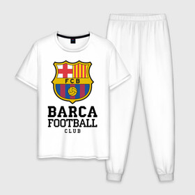 Мужская пижама хлопок с принтом Barcelona FC в Екатеринбурге, 100% хлопок | брюки и футболка прямого кроя, без карманов, на брюках мягкая резинка на поясе и по низу штанин
 | barcelona | fc | fc barcelona | footbal club | барселона | лого | логотип | спорт | футбол | футбольный клуб