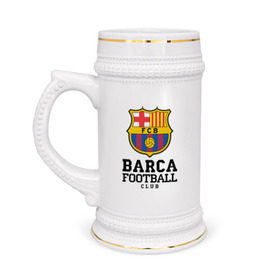 Кружка пивная с принтом Barcelona FC в Екатеринбурге,  керамика (Материал выдерживает высокую температуру, стоит избегать резкого перепада температур) |  объем 630 мл | barcelona | fc | fc barcelona | footbal club | барселона | лого | логотип | спорт | футбол | футбольный клуб