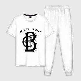 Мужская пижама хлопок с принтом FC Barcelona в Екатеринбурге, 100% хлопок | брюки и футболка прямого кроя, без карманов, на брюках мягкая резинка на поясе и по низу штанин
 | barcelona | fc | fc barcelona | footbal club | барселона | лого | логотип | спорт | футбол | футбольный клуб