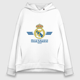 Женское худи Oversize хлопок с принтом Real Madrid 1902 в Екатеринбурге, френч-терри — 70% хлопок, 30% полиэстер. Мягкий теплый начес внутри —100% хлопок | боковые карманы, эластичные манжеты и нижняя кромка, капюшон на магнитной кнопке | 1902 | fc | footbal club | real madrid | лого | логотип | реал мадрид | спорт | футбол | футбольный клуб