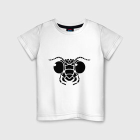 Детская футболка хлопок с принтом Насекомое в Екатеринбурге, 100% хлопок | круглый вырез горловины, полуприлегающий силуэт, длина до линии бедер | Тематика изображения на принте: голова | муравей | муха | насекомое