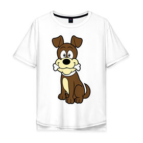 Мужская футболка хлопок Oversize с принтом Собачка в Екатеринбурге, 100% хлопок | свободный крой, круглый ворот, “спинка” длиннее передней части | веселая. косточка | собака