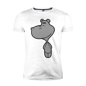 Мужская футболка премиум с принтом Бегемотик в Екатеринбурге, 92% хлопок, 8% лайкра | приталенный силуэт, круглый вырез ворота, длина до линии бедра, короткий рукав | бегемот | большой | добрый