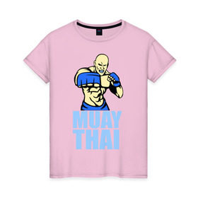 Женская футболка хлопок с принтом Muay Thai (Тайский бокс) в Екатеринбурге, 100% хлопок | прямой крой, круглый вырез горловины, длина до линии бедер, слегка спущенное плечо | 