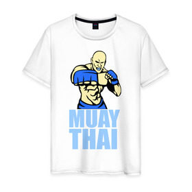 Мужская футболка хлопок с принтом Muay Thai (Тайский бокс) в Екатеринбурге, 100% хлопок | прямой крой, круглый вырез горловины, длина до линии бедер, слегка спущенное плечо. | 