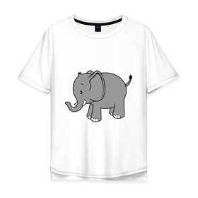 Мужская футболка хлопок Oversize с принтом Слоник в Екатеринбурге, 100% хлопок | свободный крой, круглый ворот, “спинка” длиннее передней части | слон