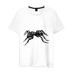 Мужская футболка хлопок с принтом Муравей в Екатеринбурге, 100% хлопок | прямой крой, круглый вырез горловины, длина до линии бедер, слегка спущенное плечо. | муравей | насекомые