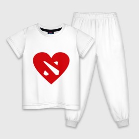 Детская пижама хлопок с принтом Love Dota2 в Екатеринбурге, 100% хлопок |  брюки и футболка прямого кроя, без карманов, на брюках мягкая резинка на поясе и по низу штанин
 | dota | dota2 | love | дота2 | дотан | дотка | люблю доту