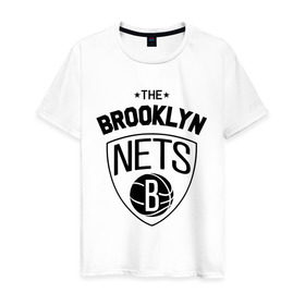 Мужская футболка хлопок с принтом The Brooklyn Nets в Екатеринбурге, 100% хлопок | прямой крой, круглый вырез горловины, длина до линии бедер, слегка спущенное плечо. | Тематика изображения на принте: бруклин