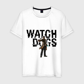 Мужская футболка хлопок с принтом Watch Dogs в Екатеринбурге, 100% хлопок | прямой крой, круглый вырез горловины, длина до линии бедер, слегка спущенное плечо. | Тематика изображения на принте: 