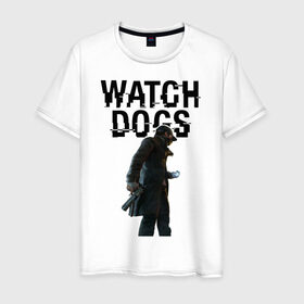 Мужская футболка хлопок с принтом Watch Dogs в Екатеринбурге, 100% хлопок | прямой крой, круглый вырез горловины, длина до линии бедер, слегка спущенное плечо. | Тематика изображения на принте: 