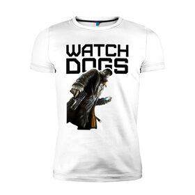 Мужская футболка премиум с принтом Watch Dogs в Екатеринбурге, 92% хлопок, 8% лайкра | приталенный силуэт, круглый вырез ворота, длина до линии бедра, короткий рукав | Тематика изображения на принте: games | watch dogs
