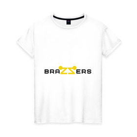 Женская футболка хлопок с принтом Brazzers в Екатеринбурге, 100% хлопок | прямой крой, круглый вырез горловины, длина до линии бедер, слегка спущенное плечо | brazzers