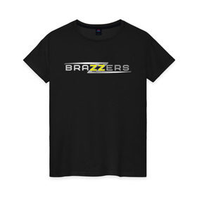 Женская футболка хлопок с принтом Brazzers в Екатеринбурге, 100% хлопок | прямой крой, круглый вырез горловины, длина до линии бедер, слегка спущенное плечо | brazzers