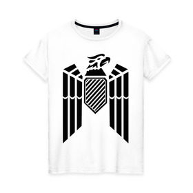 Женская футболка хлопок с принтом Немецкий гербовый орел в Екатеринбурге, 100% хлопок | прямой крой, круглый вырез горловины, длина до линии бедер, слегка спущенное плечо | геральдика | герб | орел | птица