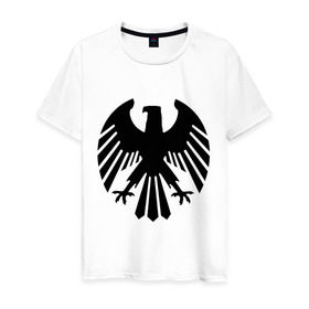 Мужская футболка хлопок с принтом Немецкий гербовый орёл в Екатеринбурге, 100% хлопок | прямой крой, круглый вырез горловины, длина до линии бедер, слегка спущенное плечо. | Тематика изображения на принте: геральдика | герб | немецкий | орел | птица | рисунок
