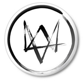 Значок с принтом Watch dog - логотип в Екатеринбурге,  металл | круглая форма, металлическая застежка в виде булавки | watch dogs