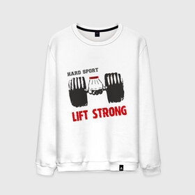 Мужской свитшот хлопок с принтом Lift Strong в Екатеринбурге, 100% хлопок |  | hard | lift | pain | sport | strong | гантели | спорт | штанга