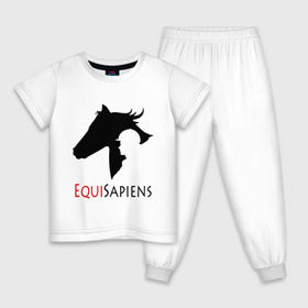 Детская пижама хлопок с принтом Конный спорт - лошади в Екатеринбурге, 100% хлопок |  брюки и футболка прямого кроя, без карманов, на брюках мягкая резинка на поясе и по низу штанин
 | equi | sapiens | жокей | кони | конный | лошади