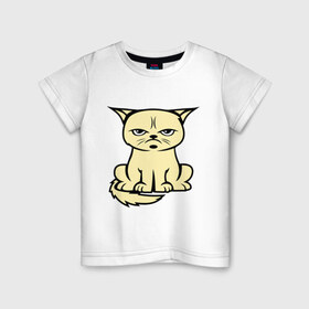 Детская футболка хлопок с принтом Недовольный кот в Екатеринбурге, 100% хлопок | круглый вырез горловины, полуприлегающий силуэт, длина до линии бедер | cat | grumpy | киса | кот | котэ | кошка | недовольный
