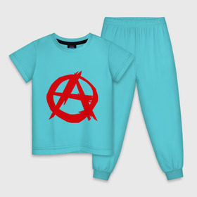 Детская пижама хлопок с принтом Анархист в Екатеринбурге, 100% хлопок |  брюки и футболка прямого кроя, без карманов, на брюках мягкая резинка на поясе и по низу штанин
 | анархия | мама