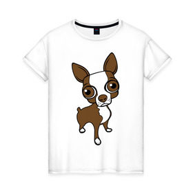 Женская футболка хлопок с принтом Милая собачка в Екатеринбурге, 100% хлопок | прямой крой, круглый вырез горловины, длина до линии бедер, слегка спущенное плечо | милая | пес | собака | собачка | терьер | той | чихуахуа
