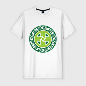 Мужская футболка премиум с принтом Кельтский щит (руна) в Екатеринбурге, 92% хлопок, 8% лайкра | приталенный силуэт, круглый вырез ворота, длина до линии бедра, короткий рукав | celtic | rune | shield | кельт | руна | щит
