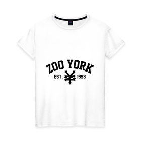 Женская футболка хлопок с принтом Zoo York в Екатеринбурге, 100% хлопок | прямой крой, круглый вырез горловины, длина до линии бедер, слегка спущенное плечо | 300 | york | zoo | антибренд | зоо | йорк