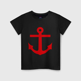 Детская футболка хлопок с принтом Якорь в Екатеринбурге, 100% хлопок | круглый вырез горловины, полуприлегающий силуэт, длина до линии бедер | anchor | captain | sailor | вмф | волна | девушке | капитан | корабль | любимому | матрос | море | моряк | моряку | мужчине | палуба | парню | подарок | штиль | шторм | якорь