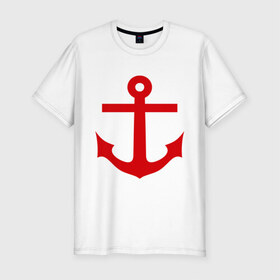 Мужская футболка премиум с принтом Якорь в Екатеринбурге, 92% хлопок, 8% лайкра | приталенный силуэт, круглый вырез ворота, длина до линии бедра, короткий рукав | Тематика изображения на принте: anchor | captain | sailor | вмф | волна | девушке | капитан | корабль | любимому | матрос | море | моряк | моряку | мужчине | палуба | парню | подарок | штиль | шторм | якорь