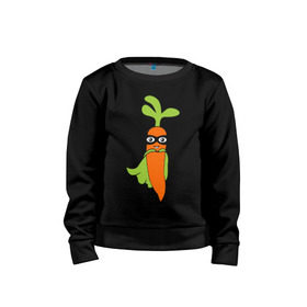 Детский свитшот хлопок с принтом Супер-морковь в Екатеринбурге, 100% хлопок | круглый вырез горловины, эластичные манжеты, пояс и воротник | Тематика изображения на принте: супергерой