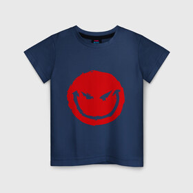 Детская футболка хлопок с принтом Коварный смайл в Екатеринбурге, 100% хлопок | круглый вырез горловины, полуприлегающий силуэт, длина до линии бедер | зловещий | злой | коварный | недобрый | смайл | улыбка | усмешка | ухмылка | хищный