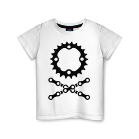 Детская футболка хлопок с принтом Велосипедная цепь и звездочка в Екатеринбурге, 100% хлопок | круглый вырез горловины, полуприлегающий силуэт, длина до линии бедер | пират