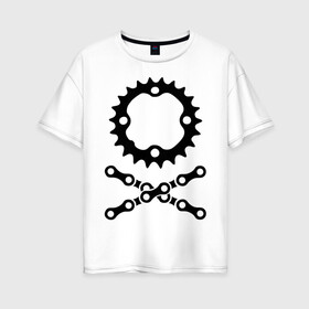Женская футболка хлопок Oversize с принтом Велосипедная цепь и звездочка в Екатеринбурге, 100% хлопок | свободный крой, круглый ворот, спущенный рукав, длина до линии бедер
 | пират