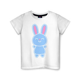 Детская футболка хлопок с принтом Зайка в Екатеринбурге, 100% хлопок | круглый вырез горловины, полуприлегающий силуэт, длина до линии бедер | bunny | rabbit | белый | зайка | заяц | кролик | милый