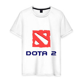 Мужская футболка хлопок с принтом Dota 2 logo в Екатеринбурге, 100% хлопок | прямой крой, круглый вырез горловины, длина до линии бедер, слегка спущенное плечо. | 