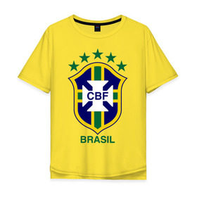 Мужская футболка хлопок Oversize с принтом Сборная Бразилии по футболу в Екатеринбурге, 100% хлопок | свободный крой, круглый ворот, “спинка” длиннее передней части | бразилия