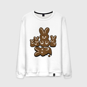 Мужской свитшот хлопок с принтом Шоколадные кролики в Екатеринбурге, 100% хлопок |  | Тематика изображения на принте: chocolate | death | rabbit | еда | зайцы | заяц | зверь | кролик | шоколад