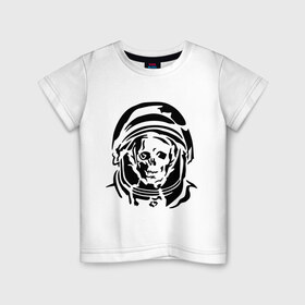 Детская футболка хлопок с принтом Скелет в скафандре в Екатеринбурге, 100% хлопок | круглый вырез горловины, полуприлегающий силуэт, длина до линии бедер | скелет