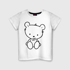 Детская футболка хлопок с принтом Белый мишка в Екатеринбурге, 100% хлопок | круглый вырез горловины, полуприлегающий силуэт, длина до линии бедер | Тематика изображения на принте: белый | маленький | медведь | медвежонок | милый | мишка | мишутка