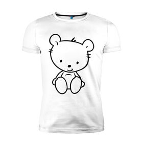 Мужская футболка премиум с принтом Белый мишка в Екатеринбурге, 92% хлопок, 8% лайкра | приталенный силуэт, круглый вырез ворота, длина до линии бедра, короткий рукав | белый | маленький | медведь | медвежонок | милый | мишка | мишутка
