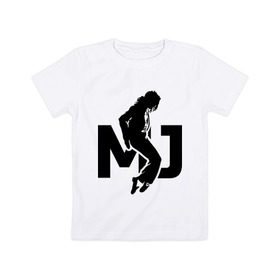 Детская футболка хлопок с принтом Майкл Джексон в Екатеринбурге, 100% хлопок | круглый вырез горловины, полуприлегающий силуэт, длина до линии бедер | jackson | king | michael | music | pop | джексон | джэксон | король | майкл | музыка | поп | попса