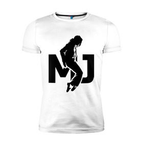 Мужская футболка премиум с принтом Майкл Джексон в Екатеринбурге, 92% хлопок, 8% лайкра | приталенный силуэт, круглый вырез ворота, длина до линии бедра, короткий рукав | jackson | king | michael | music | pop | джексон | джэксон | король | майкл | музыка | поп | попса